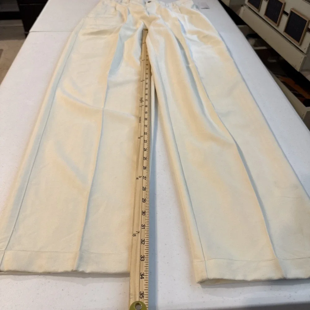 Caribbean Joe Pants Mens 32x34 Ivory Easy Care Pleated Dress Travel Classic New - Picture 10 of 10